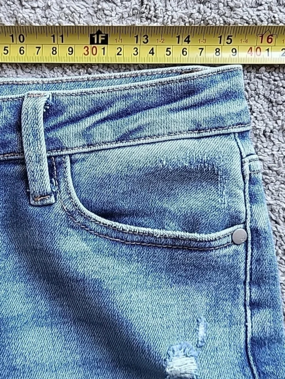 Judy Blue Jeans Womens 7/28 Blue Denim Bootcut Distressed Stretch Raw Hem Fray - Picture 7 of 13